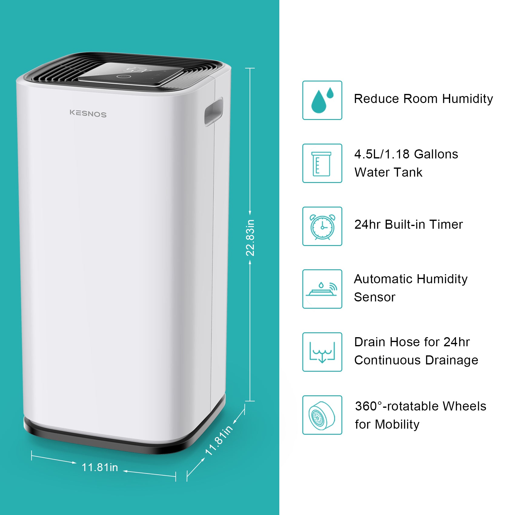 70 Pints Home Dehumidifier for Space up to 4,500 Sq. Ft